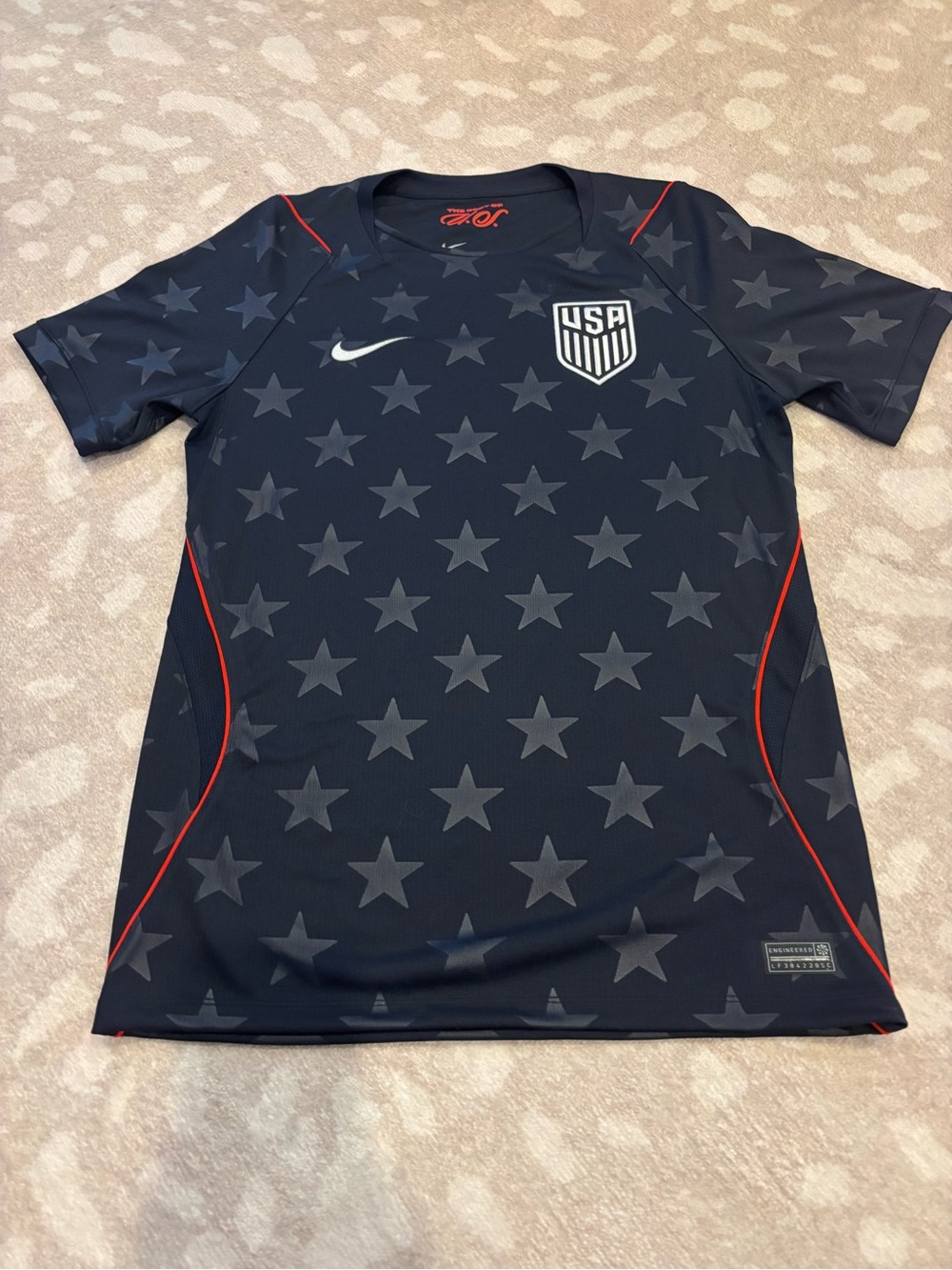 Nike Navy USA Star-Pattern Soccer Jersey with Red Accents